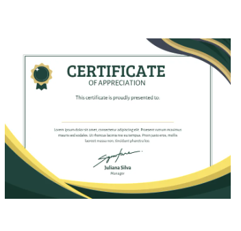 Printed certificate Size A4 